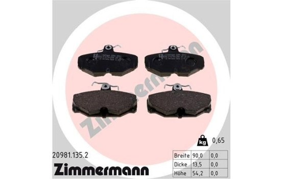 Brake Pad Set, disc brake 20981.135.2 Zimmermann, Image 2