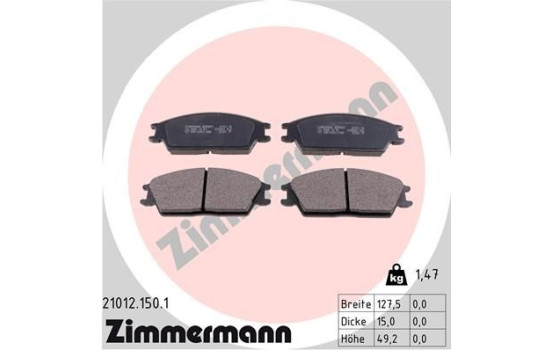Brake Pad Set, disc brake 21012.150.1 Zimmermann, Image 2