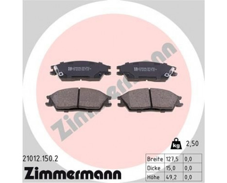 Brake Pad Set, disc brake 21012.150.2 Zimmermann, Image 2