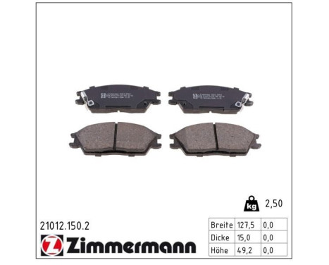 Brake Pad Set, disc brake 21012.150.2 Zimmermann, Image 2