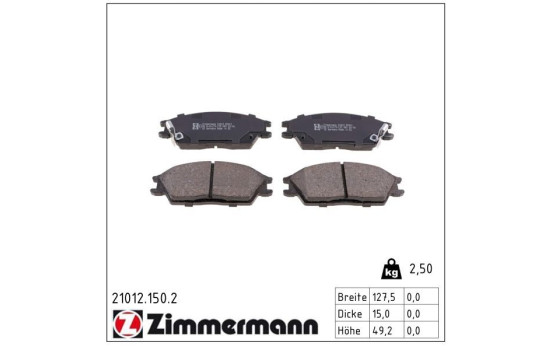 Brake Pad Set, disc brake 21012.150.2 Zimmermann, Image 2