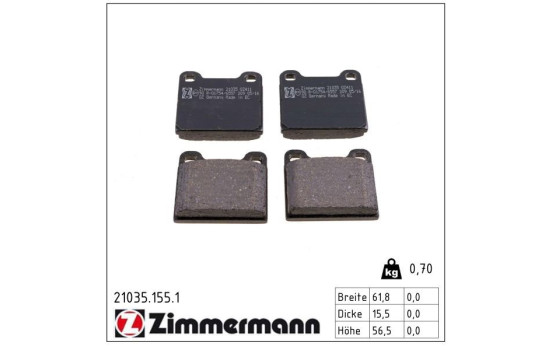 Brake Pad Set, disc brake 21035.155.1 Zimmermann, Image 2