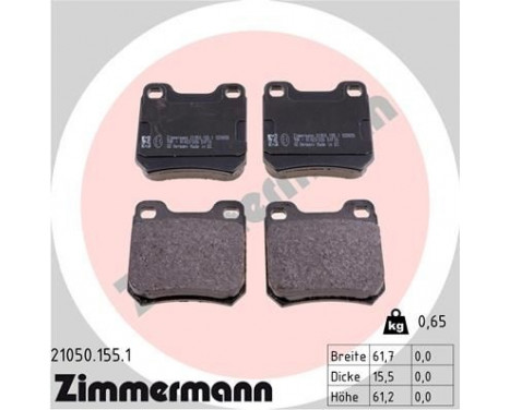 Brake Pad Set, disc brake 21050.155.1 Zimmermann, Image 2