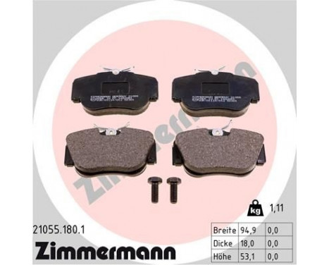 Brake Pad Set, disc brake 21055.180.1 Zimmermann, Image 2