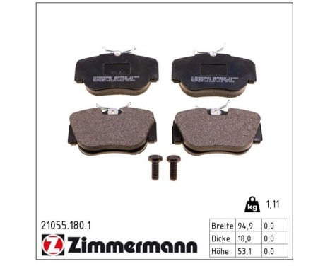 Brake Pad Set, disc brake 21055.180.1 Zimmermann, Image 2