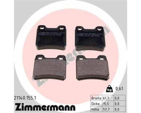 Brake Pad Set, disc brake 21140.155.1 Zimmermann, Image 2