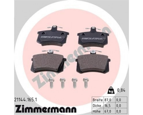 Brake Pad Set, disc brake 21144.165.1 Zimmermann, Image 2