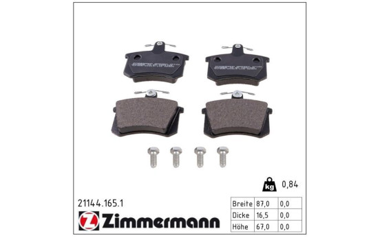 Brake Pad Set, disc brake 21144.165.1 Zimmermann, Image 2