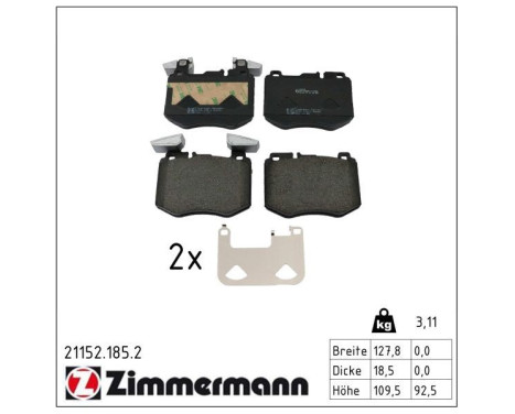 Brake pad set, disc brake 21152.185.2 Zimmermann