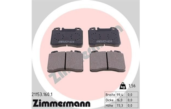 Brake Pad Set, disc brake 21153.160.1 Zimmermann, Image 2