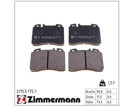 Brake Pad Set, disc brake 21153.175.1 Zimmermann, Image 2