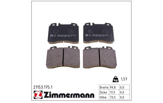 Brake Pad Set, disc brake 21153.175.1 Zimmermann, Image 2