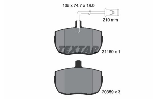 Brake Pad Set, disc brake 2116002 Textar, Image 2