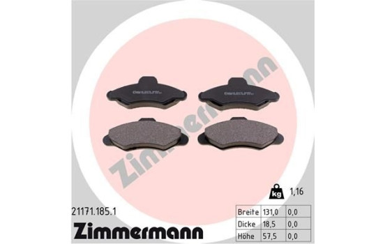 Brake Pad Set, disc brake 21171.185.1 Zimmermann, Image 2
