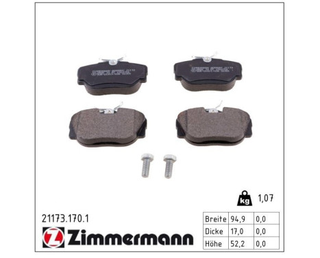 Brake Pad Set, disc brake 21173.170.1 Zimmermann, Image 2