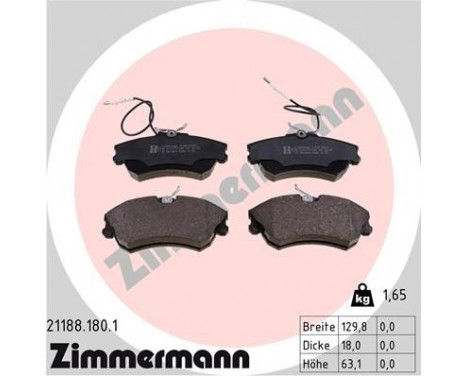 Brake Pad Set, disc brake 21188.180.1 Zimmermann, Image 2