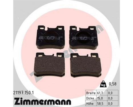 Brake Pad Set, disc brake 21197.150.1 Zimmermann, Image 2