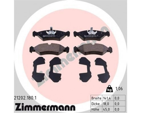 Brake Pad Set, disc brake 21202.180.1 Zimmermann, Image 2