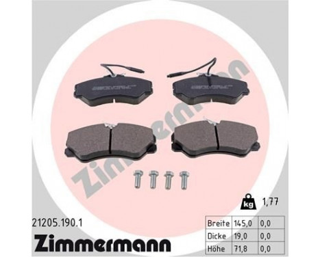 Brake Pad Set, disc brake 21205.190.1 Zimmermann, Image 2