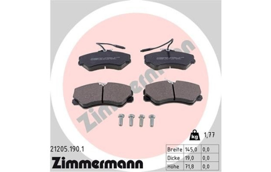 Brake Pad Set, disc brake 21205.190.1 Zimmermann, Image 2