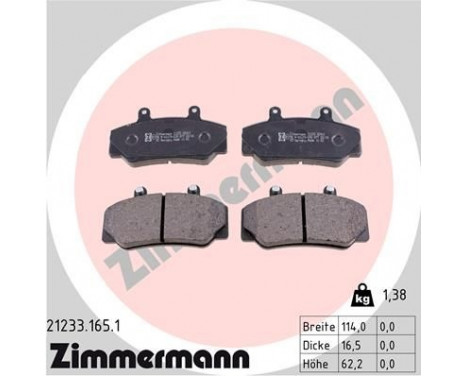 Brake Pad Set, disc brake 21233.165.1 Zimmermann, Image 2