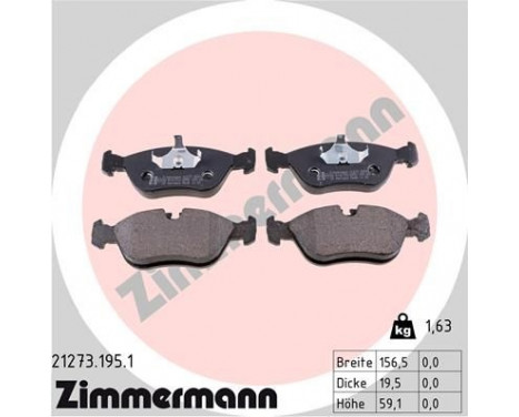 Brake Pad Set, disc brake 21273.195.1 Zimmermann, Image 2