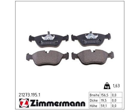 Brake Pad Set, disc brake 21273.195.1 Zimmermann, Image 2