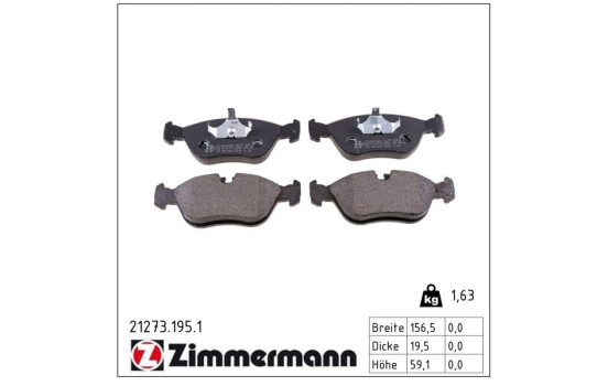 Brake Pad Set, disc brake 21273.195.1 Zimmermann, Image 2