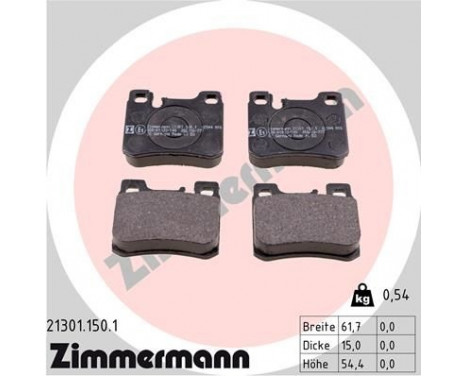 Brake Pad Set, disc brake 21301.150.1 Zimmermann, Image 2