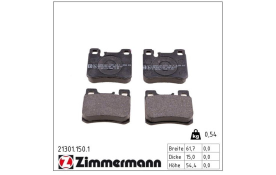 Brake Pad Set, disc brake 21301.150.1 Zimmermann, Image 2