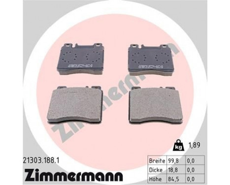 Brake Pad Set, disc brake 21303.188.1 Zimmermann, Image 2