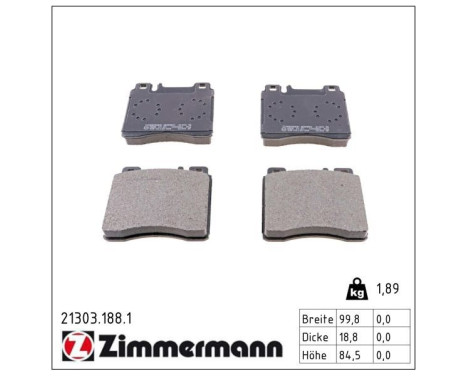 Brake Pad Set, disc brake 21303.188.1 Zimmermann, Image 2