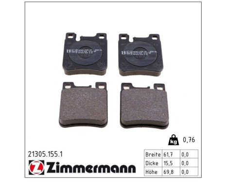 Brake Pad Set, disc brake 21305.155.1 Zimmermann, Image 2