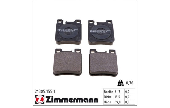 Brake Pad Set, disc brake 21305.155.1 Zimmermann, Image 2