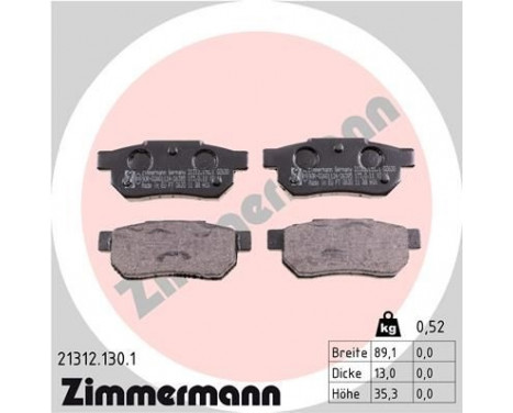 Brake Pad Set, disc brake 21312.130.1 Zimmermann