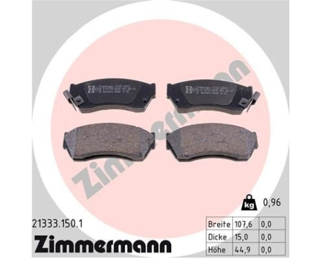 Brake Pad Set, disc brake 21333.150.1 Zimmermann, Image 2