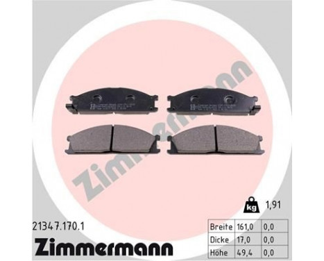 Brake Pad Set, disc brake 21347.170.1 Zimmermann, Image 2