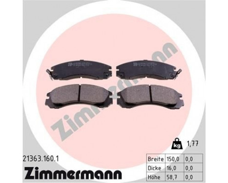 Brake Pad Set, disc brake 21363.160.1 Zimmermann, Image 2