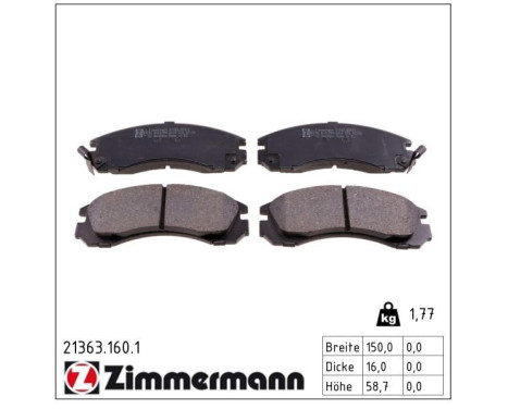 Brake Pad Set, disc brake 21363.160.1 Zimmermann, Image 2