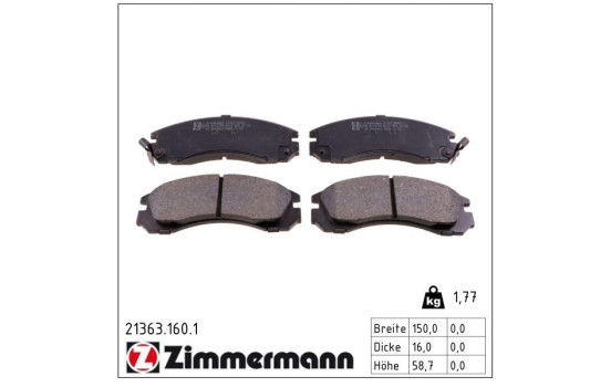 Brake Pad Set, disc brake 21363.160.1 Zimmermann, Image 2