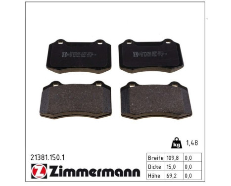 Brake Pad Set, disc brake 21381.150.1 Zimmermann, Image 2