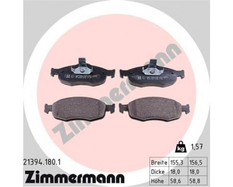 Brake Pad Set, disc brake 21394.180.1 Zimmermann, Image 2