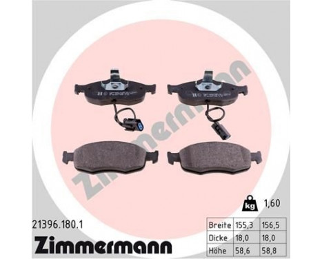 Brake Pad Set, disc brake 21396.180.1 Zimmermann, Image 2