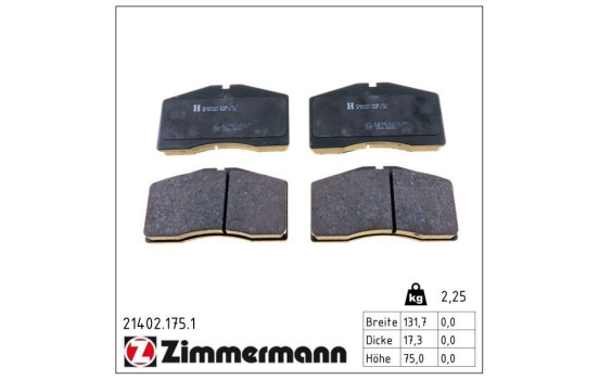 Brake Pad Set, disc brake 21402.175.1 Zimmermann