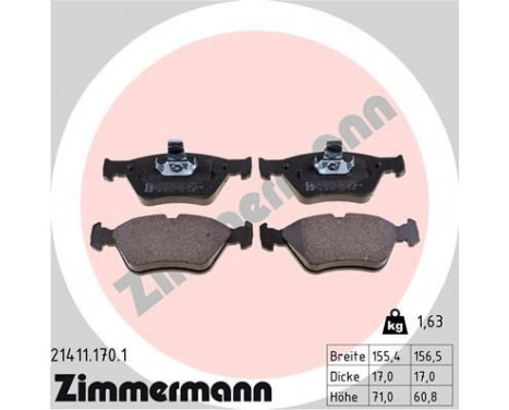 Brake Pad Set, disc brake 21411.170.1 Zimmermann, Image 2