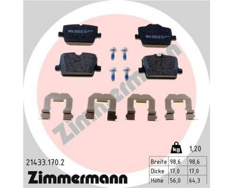 Brake Pad Set, disc brake 21433.170.2 Zimmermann