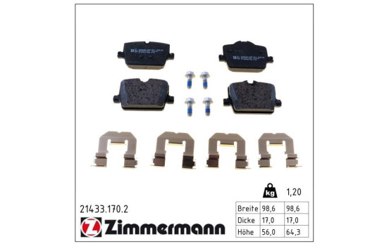 Brake Pad Set, disc brake 21433.170.2 Zimmermann