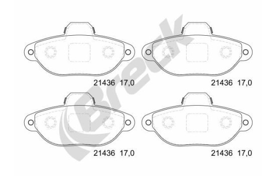 Brake pad set, disc brake 21436 00 702 00 Breck