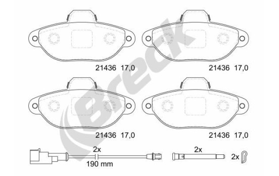 Brake pad set, disc brake 21436 00 702 10 Breck