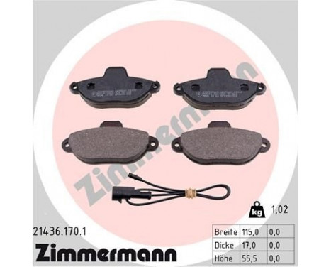 Brake Pad Set, disc brake 21436.170.1 Zimmermann, Image 2